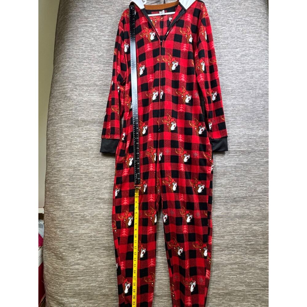 Buc-ees Red and Black Hooded Beaver Union Suit Womens Size L/XL - Picture 7 of 9